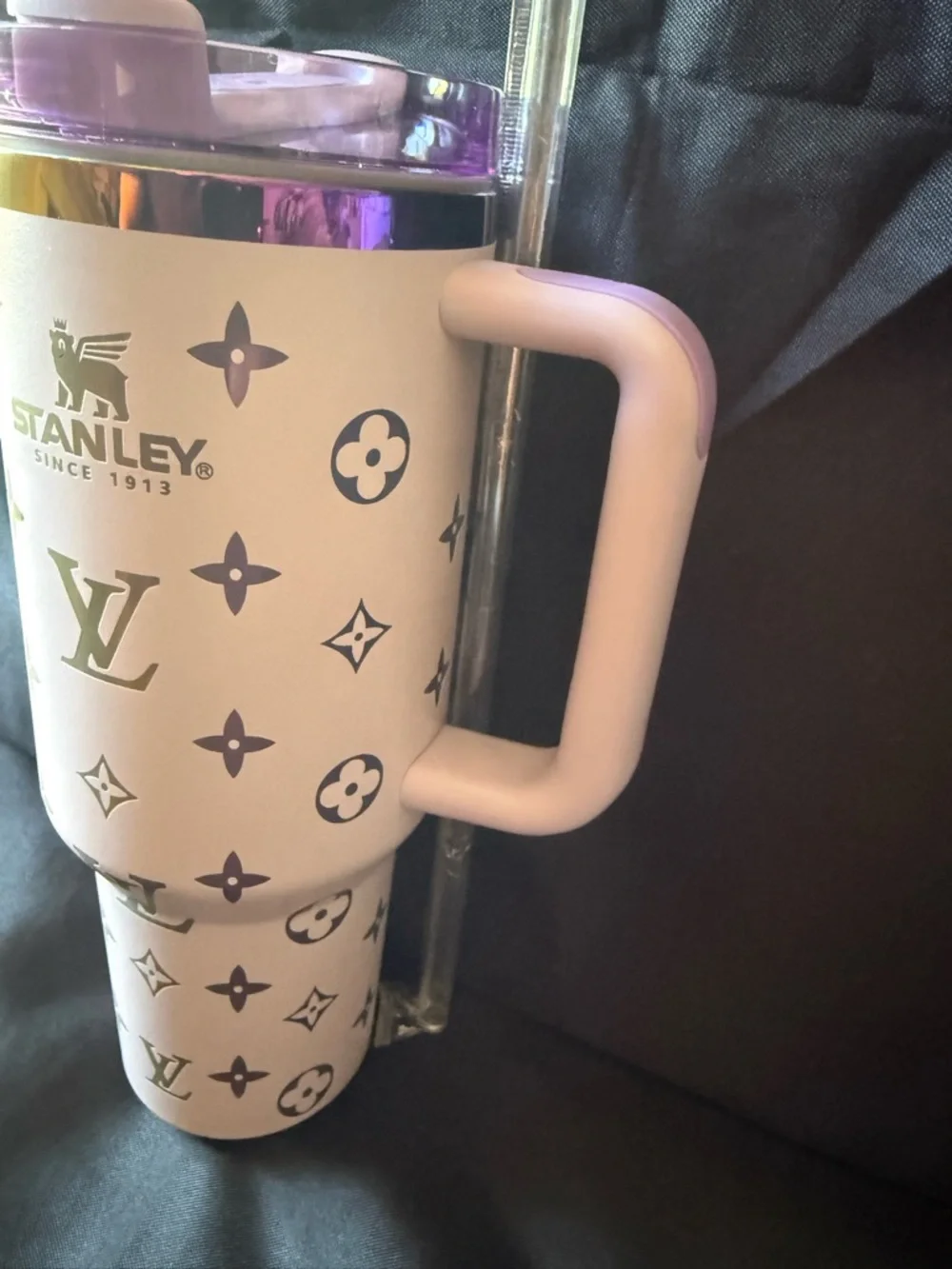 New Stanley 40oz Lavender Oil Slick Laser LEngravedV Tumbler Straw (No Box) - Picture 4 of 6